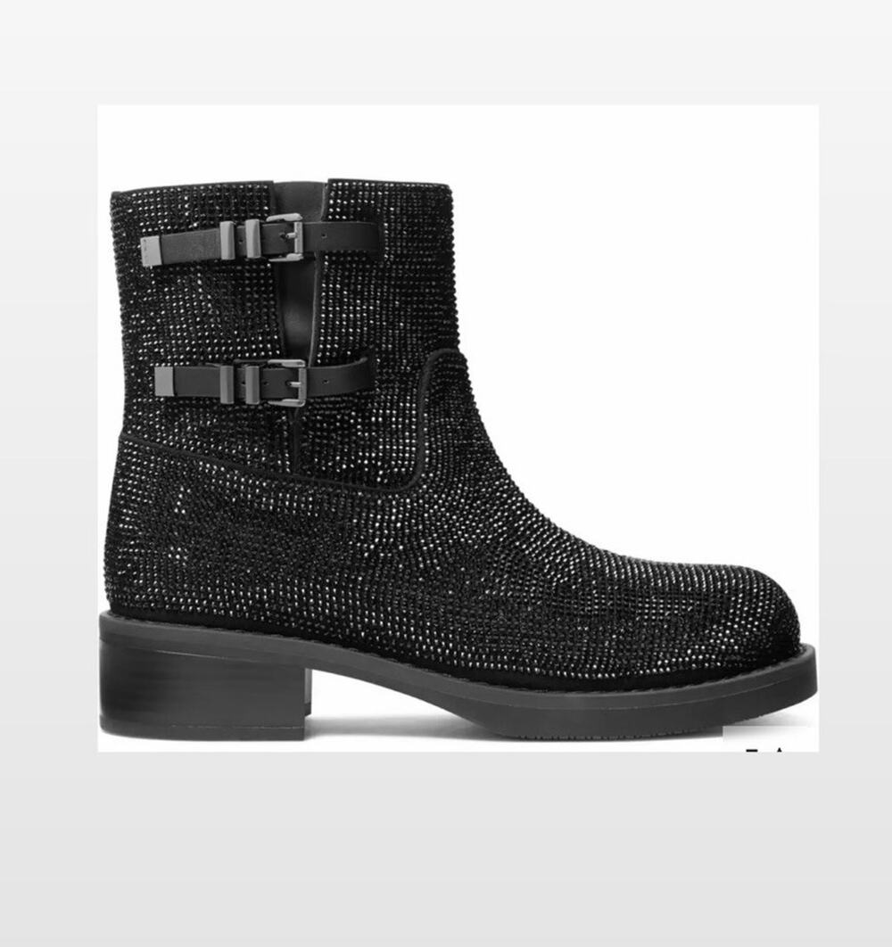 Michael Kors Darrington Flat Boots Black Stones Size 6.5